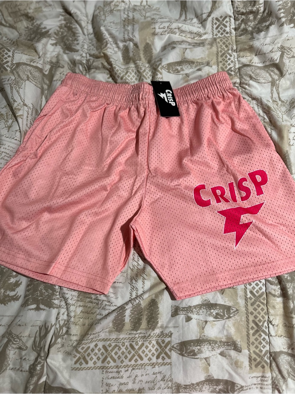 CRISPY Unisex Pink Athletic Mesh Shorts